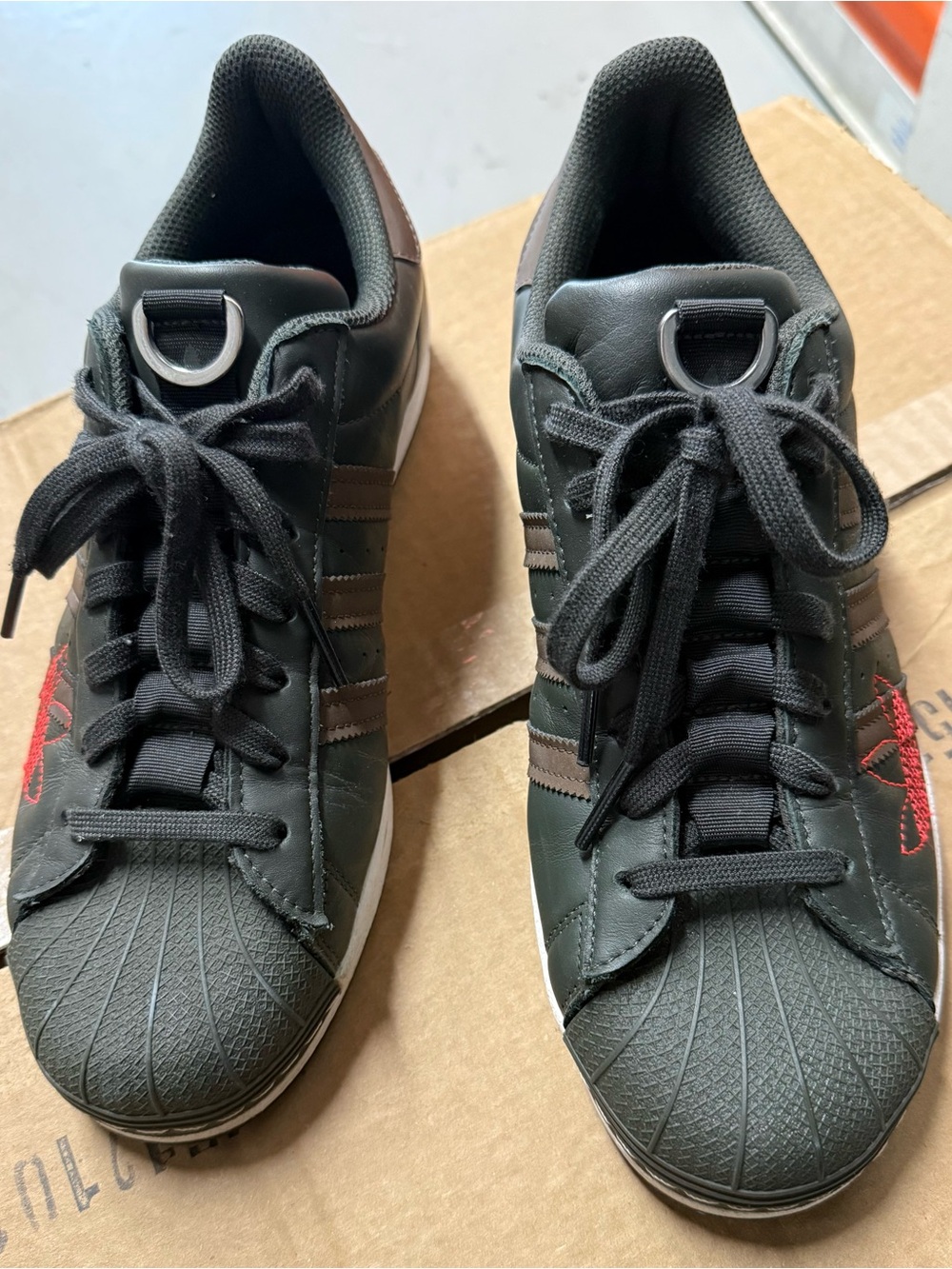 adidas Superstar Dark Green and Brown Men's Lace-Up Sneakers